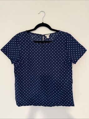 J. Crew polka dot linen-blend top